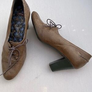 CAMPER Women's Brown  Leather Lace Up 2.5" Block Heel Oxford  Sz 37 7